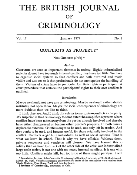 British journal of criminology